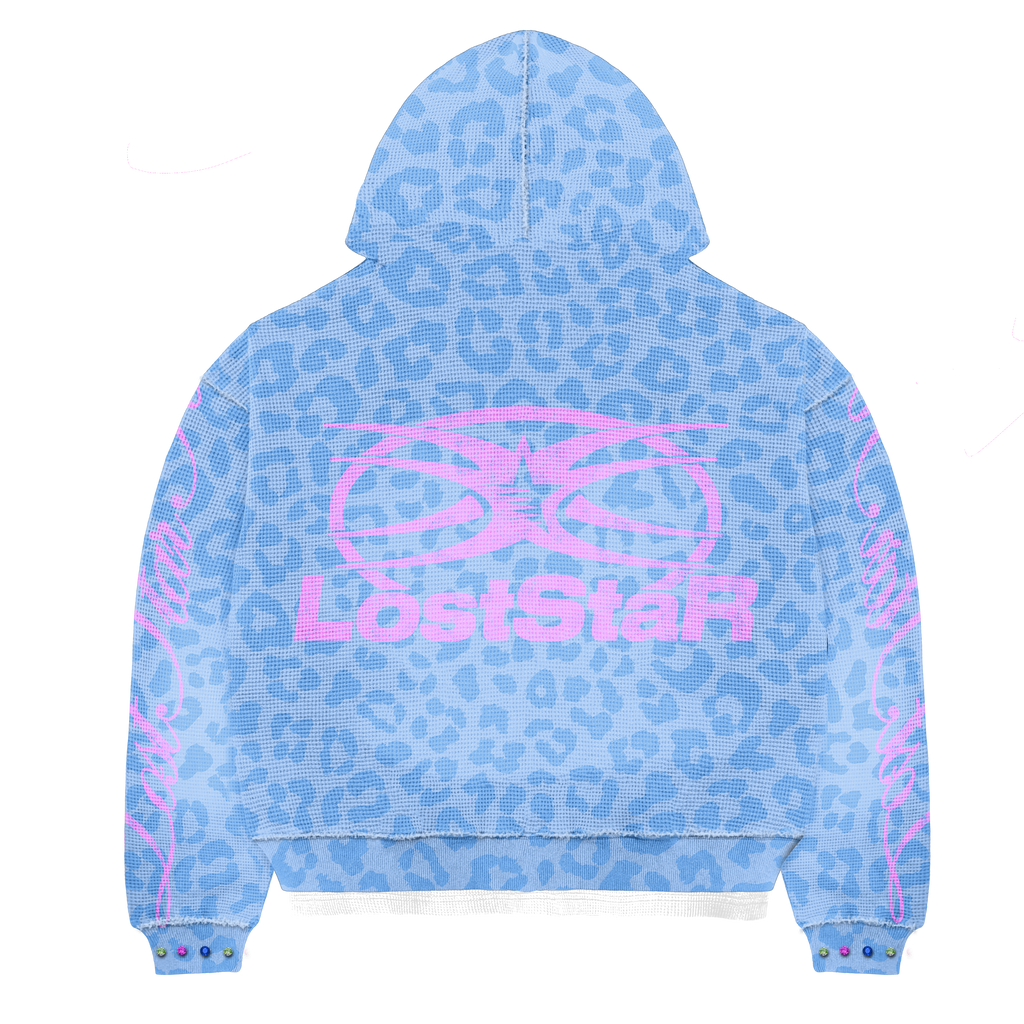 C Blue Thermal Zip-Up Jacket With Rhinestones