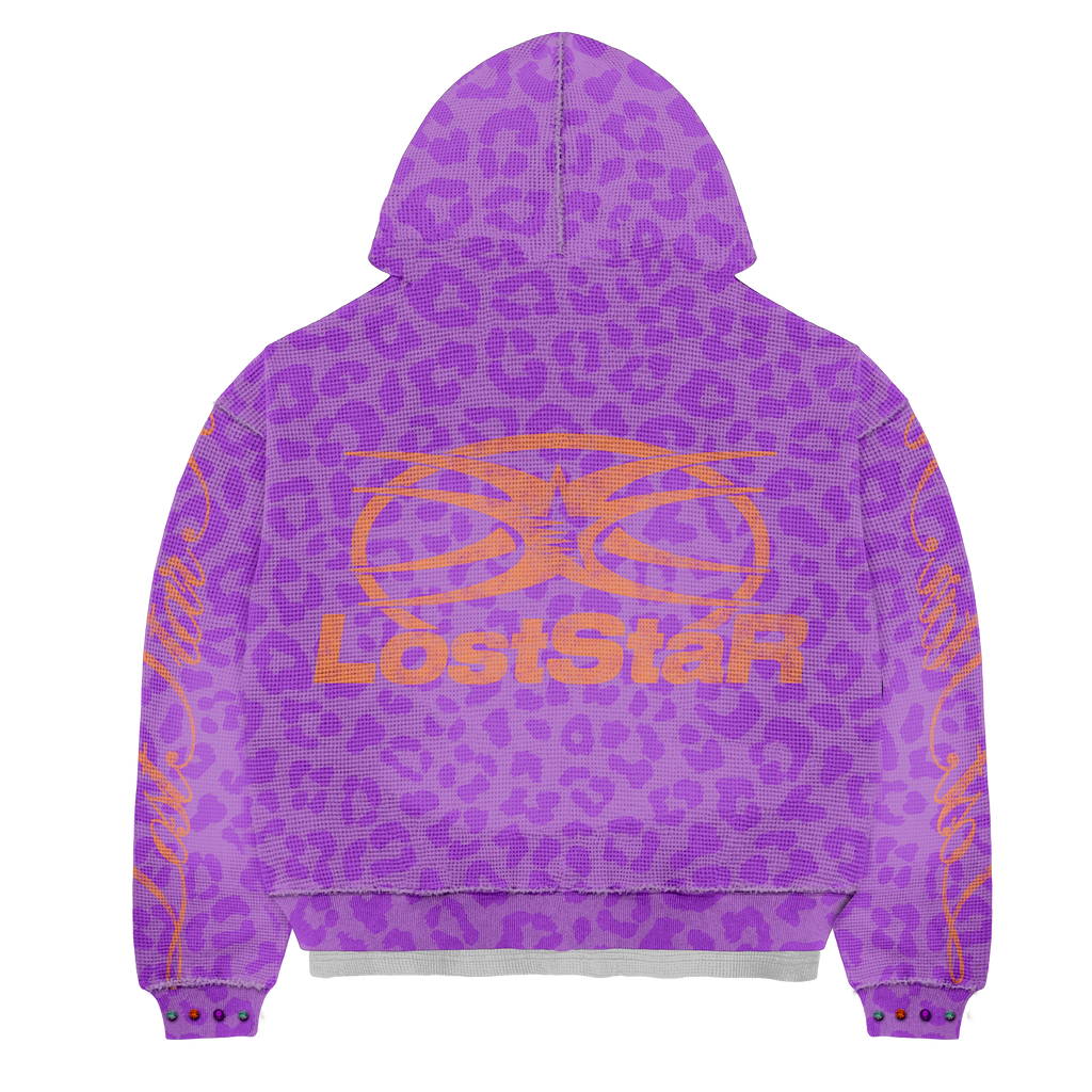Purple Thermal Zip-Up Jacket With Rhinestones